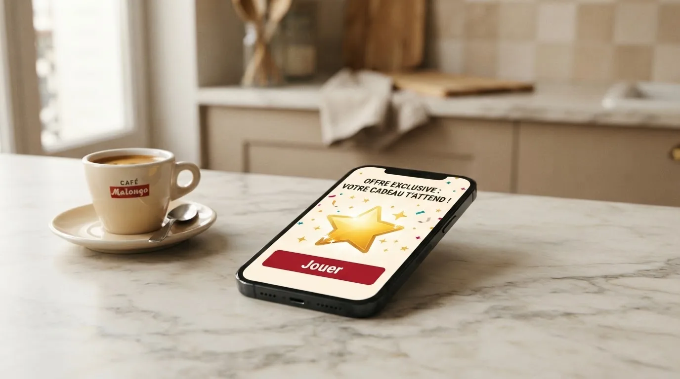 Une bannière d'offre affichée sur un écran de smartphone, sans logo ni marque visible.
